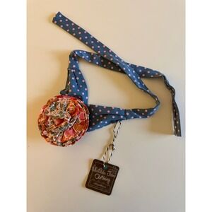 Matilda Jane Clothing Girls Blue Pink Polka Dot‎ Floral Rosette Tie Headband